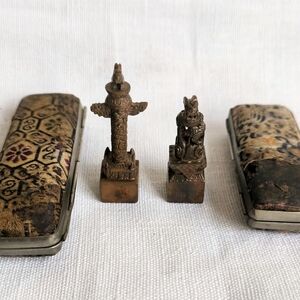 Vintage Chinese seals, brass or copper? with cases